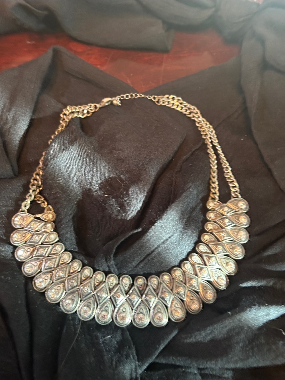 Charming Charlie Silver-Tone Layered Teardrop Bib Necklace